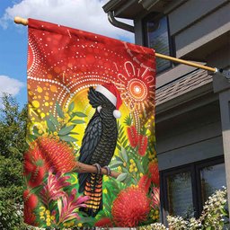 Australia Christmas Black Cockatoo Garden Flag Aboriginal Art