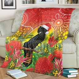 Australia Christmas Black Cockatoo Blanket Aboriginal Art