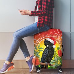 Australia Christmas Black Cockatoo Luggage Cover Aboriginal Art