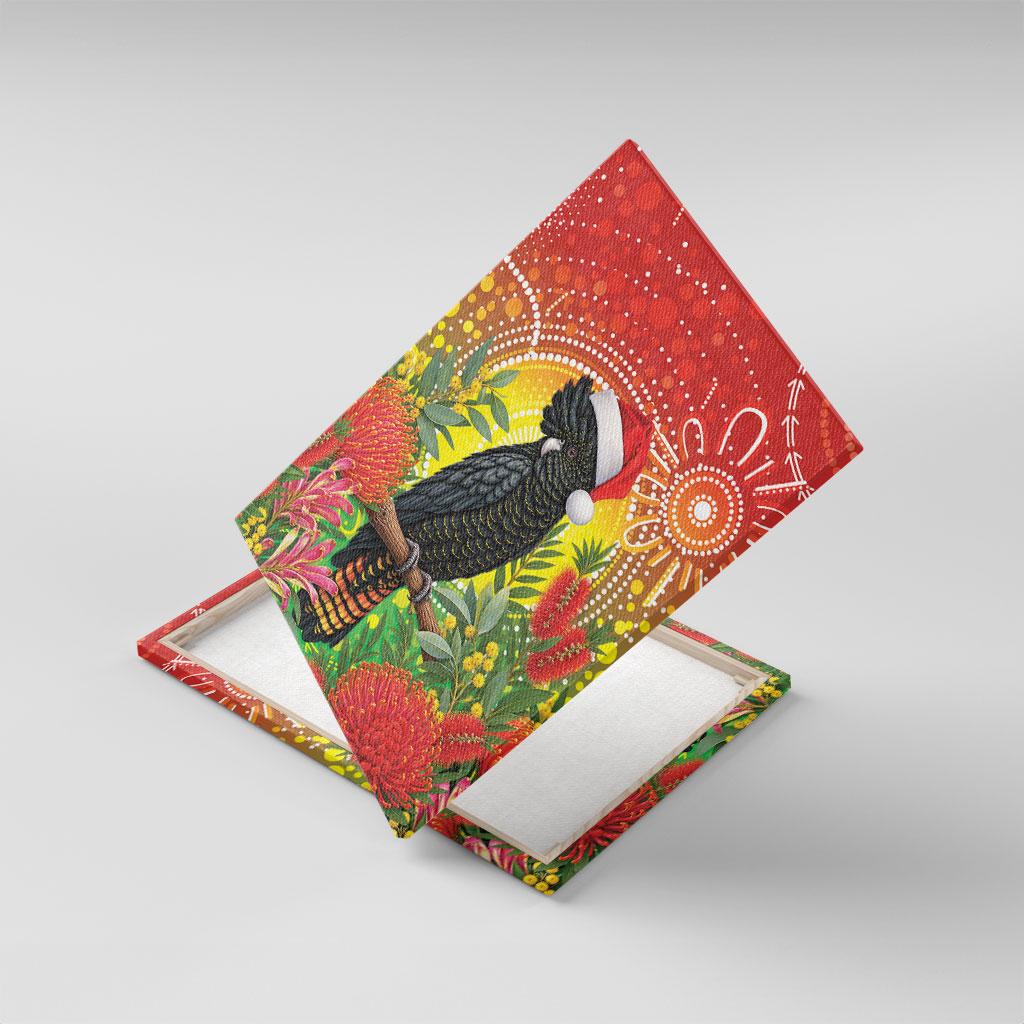 Australia Christmas Black Cockatoo Canvas Wall Art Aboriginal Art