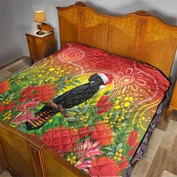 Australia Christmas Black Cockatoo Quilt Aboriginal Art