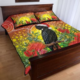 Australia Christmas Black Cockatoo Quilt Bed Set Aboriginal Art