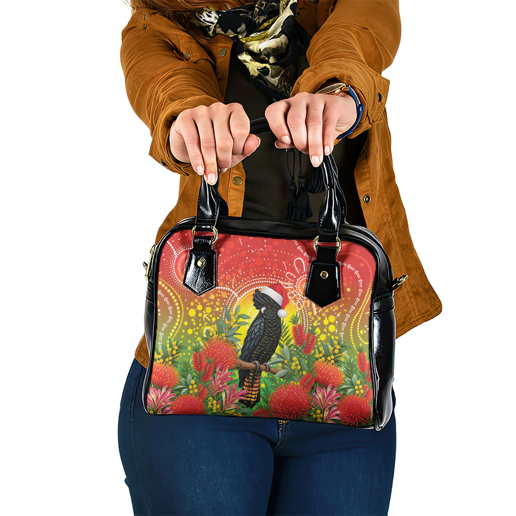 Australia Christmas Black Cockatoo Shoulder Handbag Aboriginal Art