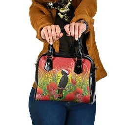 Australia Christmas Black Cockatoo Shoulder Handbag Aboriginal Art