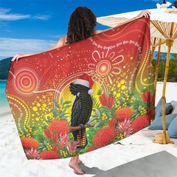 Australia Christmas Black Cockatoo Sarong Aboriginal Art