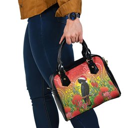 Australia Christmas Black Cockatoo Shoulder Handbag Aboriginal Art