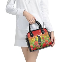 Australia Christmas Black Cockatoo Shoulder Handbag Aboriginal Art