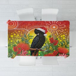 Australia Christmas Black Cockatoo Tablecloth Aboriginal Art