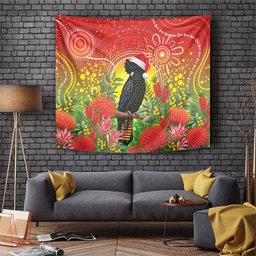 Australia Christmas Black Cockatoo Tapestry Aboriginal Art