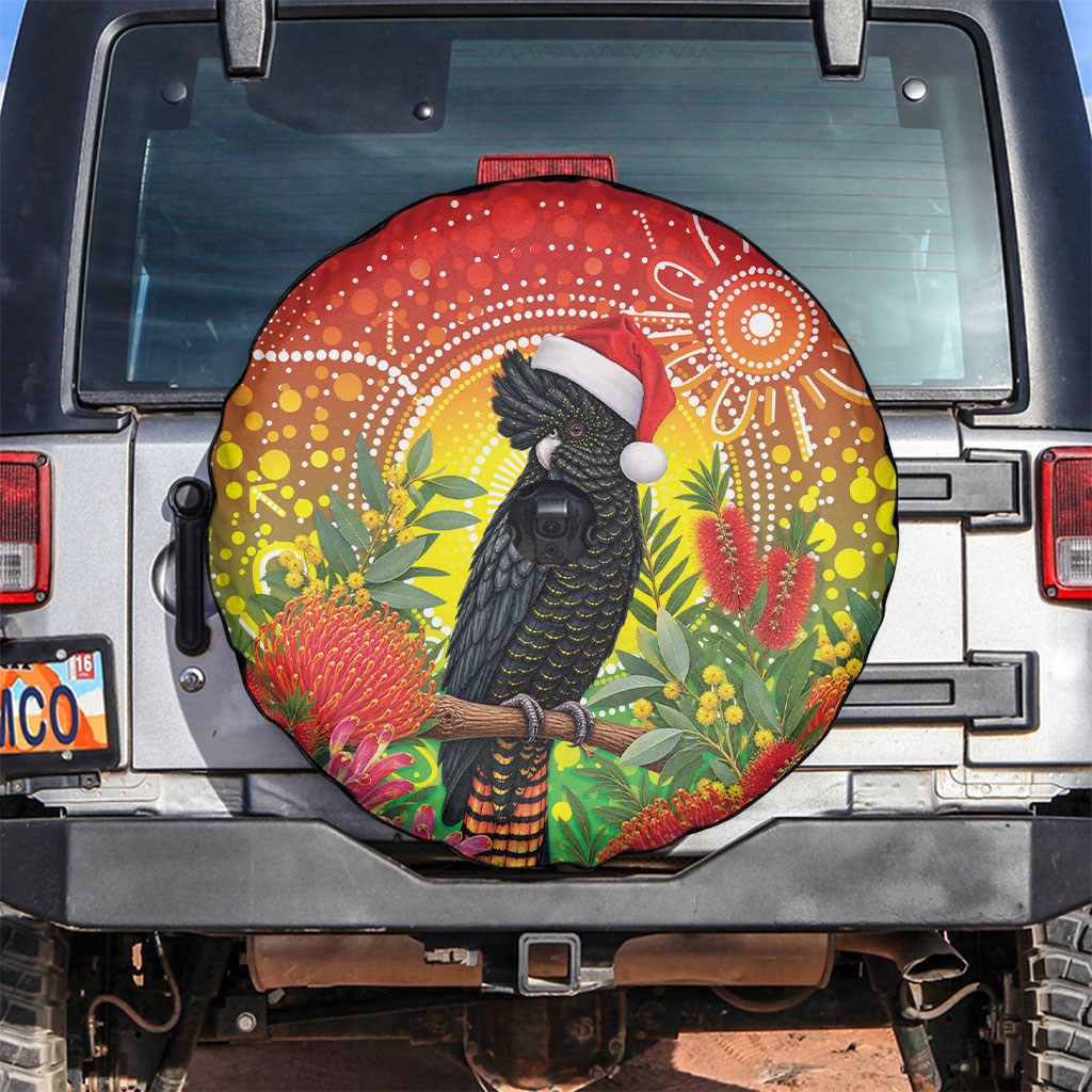 Australia Christmas Black Cockatoo Spare Tire Cover Aboriginal Art