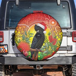 Australia Christmas Black Cockatoo Spare Tire Cover Aboriginal Art