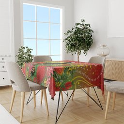 Australia Christmas Black Cockatoo Tablecloth Aboriginal Art