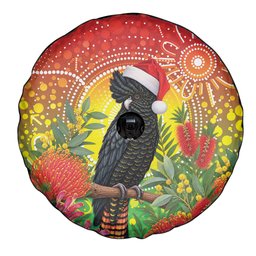Australia Christmas Black Cockatoo Spare Tire Cover Aboriginal Art