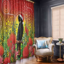 Australia Christmas Black Cockatoo Window Curtain Aboriginal Art