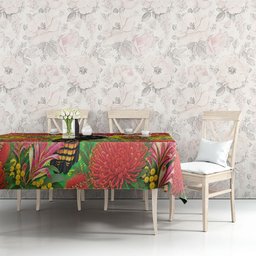 Australia Christmas Black Cockatoo Tablecloth Aboriginal Art
