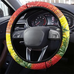 Australia Christmas Black Cockatoo Steering Wheel Cover Aboriginal Art