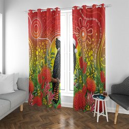 Australia Christmas Black Cockatoo Window Curtain Aboriginal Art