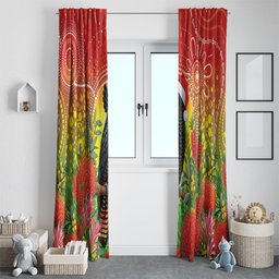 Australia Christmas Black Cockatoo Window Curtain Aboriginal Art