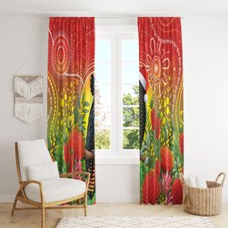 Australia Christmas Black Cockatoo Window Curtain Aboriginal Art