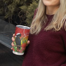 Australia Christmas Black Cockatoo Tumbler Cup Aboriginal Art