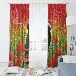 Australia Christmas Black Cockatoo Window Curtain Aboriginal Art