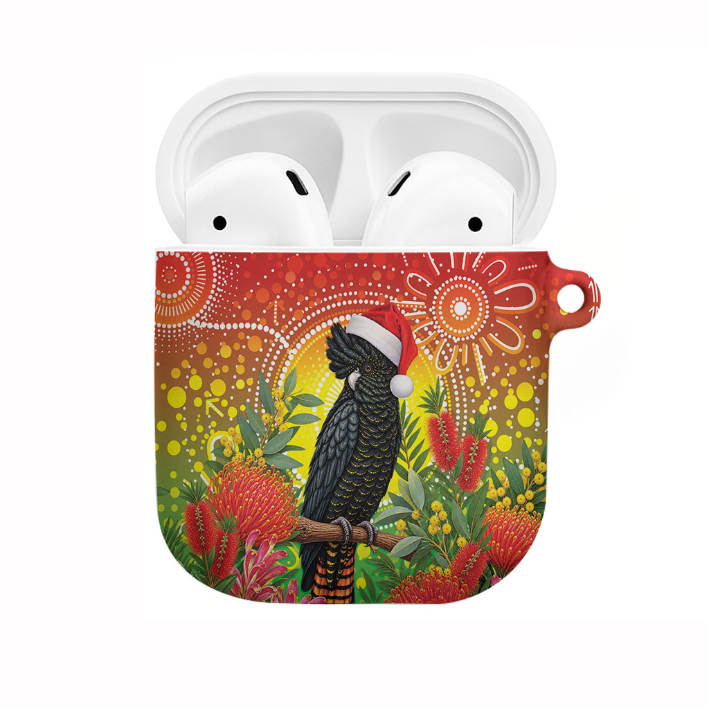 Australia Christmas Black Cockatoo AirPods Case Aboriginal Art