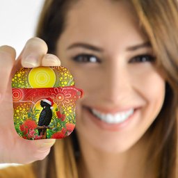 Australia Christmas Black Cockatoo AirPods Case Aboriginal Art