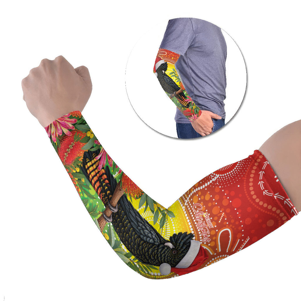 Australia Christmas Black Cockatoo Arm Sleeves Aboriginal Art