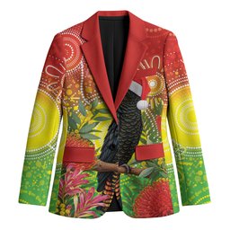 Australia Christmas Black Cockatoo Blazer Aboriginal Art