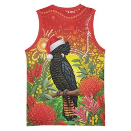 Australia Christmas Black Cockatoo Basketball Jersey Aboriginal Art