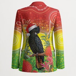 Australia Christmas Black Cockatoo Blazer Aboriginal Art