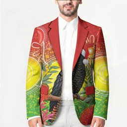 Australia Christmas Black Cockatoo Blazer Aboriginal Art