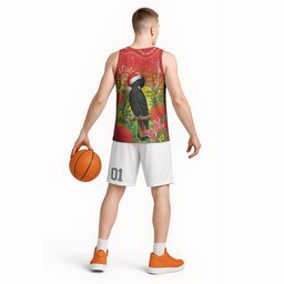 Australia Christmas Black Cockatoo Basketball Jersey Aboriginal Art
