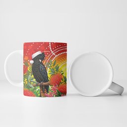 Australia Christmas Black Cockatoo Ceramic Mug Aboriginal Art