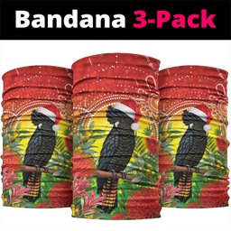 Australia Christmas Black Cockatoo Neck Gaiter Aboriginal Art