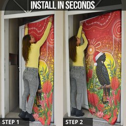 Australia Christmas Black Cockatoo Door Cover Aboriginal Art
