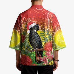 Australia Christmas Black Cockatoo Kimono Aboriginal Art