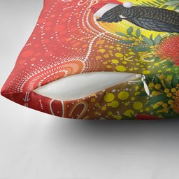 Australia Christmas Black Cockatoo Pillow Cover Aboriginal Art