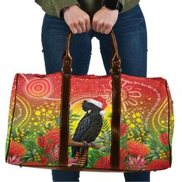 Australia Christmas Black Cockatoo Travel Bag Aboriginal Art