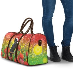 Australia Christmas Black Cockatoo Travel Bag Aboriginal Art