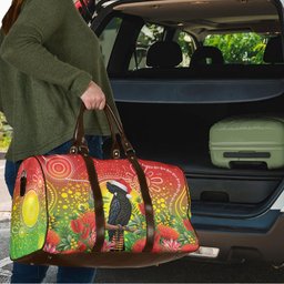 Australia Christmas Black Cockatoo Travel Bag Aboriginal Art