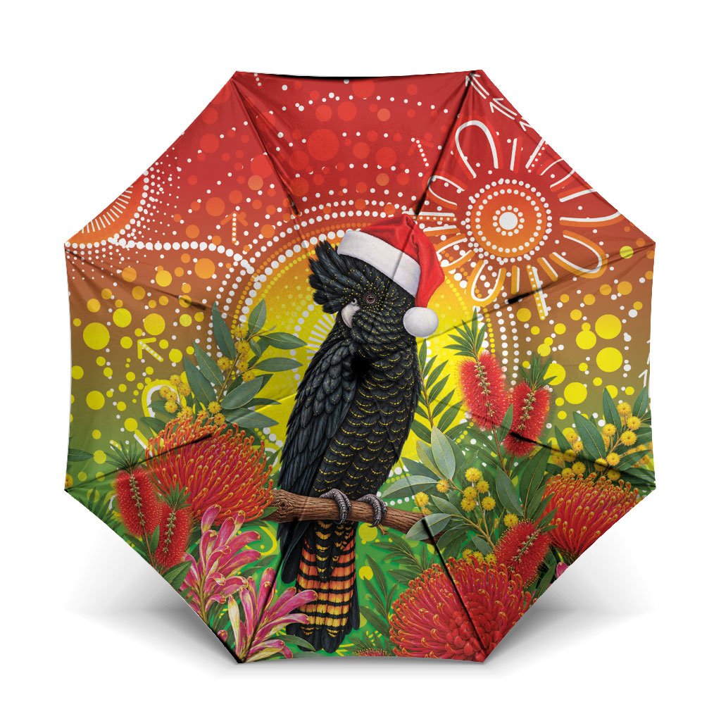 Australia Christmas Black Cockatoo Umbrella Aboriginal Art