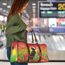 Australia Christmas Black Cockatoo Travel Bag Aboriginal Art