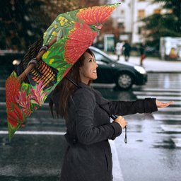 Australia Christmas Black Cockatoo Umbrella Aboriginal Art