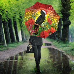 Australia Christmas Black Cockatoo Umbrella Aboriginal Art