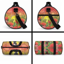 Australia Christmas Black Cockatoo Duffle Bag Aboriginal Art