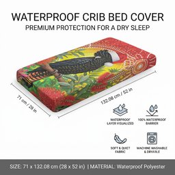 Australia Christmas Black Cockatoo Baby Bed Cover Aboriginal Art