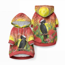 Australia Christmas Black Cockatoo Pet Hoodie Aboriginal Art