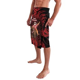 New Zealand Christmas Lavalava Red Santa Riding Kiwi Bird Silver Fern