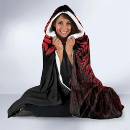 New Zealand Christmas Hooded Blanket Red Santa Riding Kiwi Bird Silver Fern